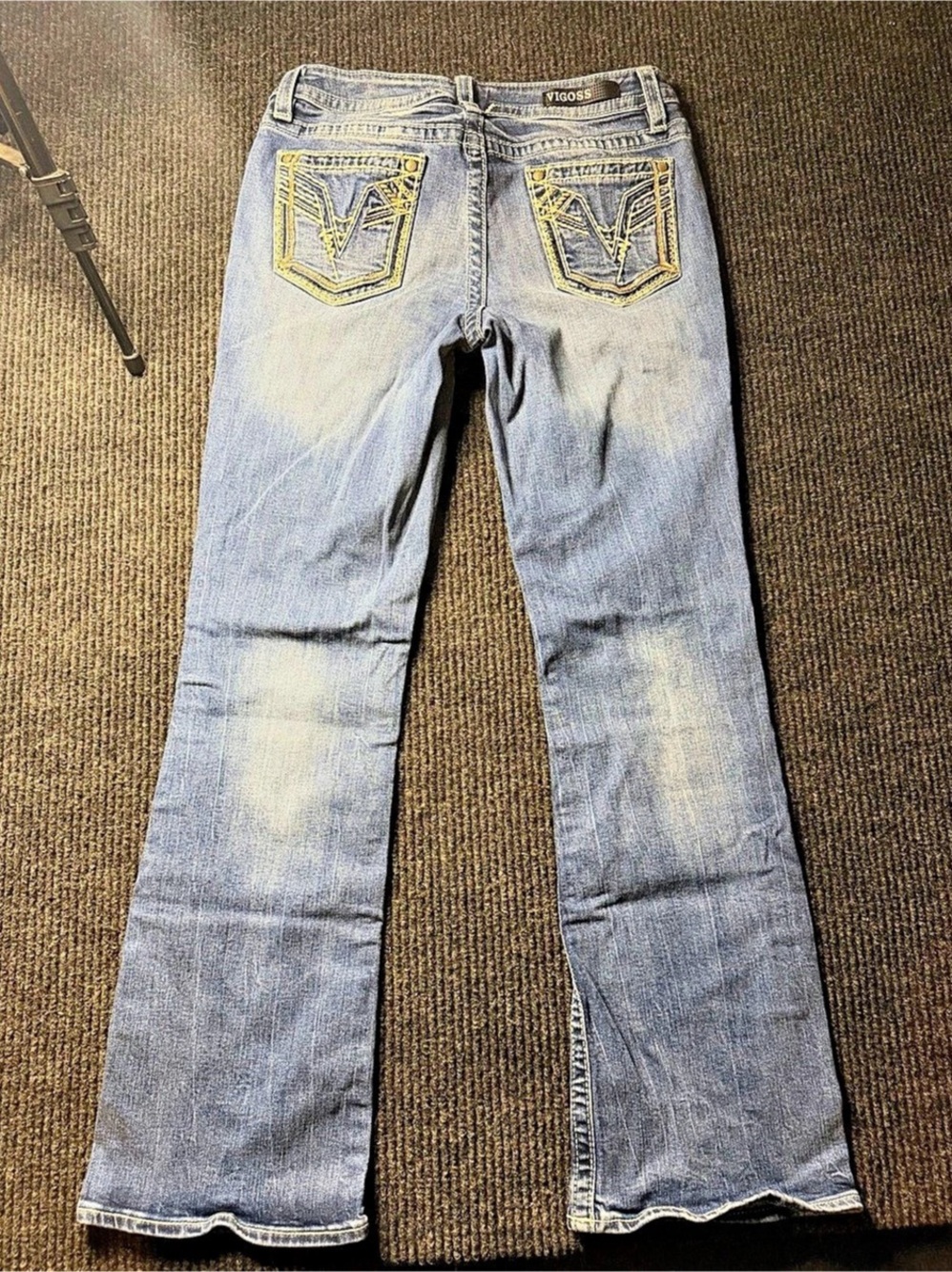 Vigoss Heritage Fit Boot Cut Jeans Size 28 5/8 L32 Thick Contrast Stitch
